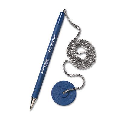 Secure-a-pen ballpoint counter pen with base, blue ink, medium for sale