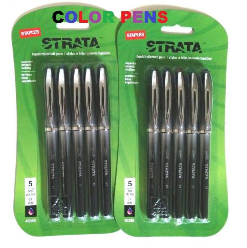 2 Packs Staples Strata Liquid Rollerball Pens Color 0.7 mm Free Shipping (40396)