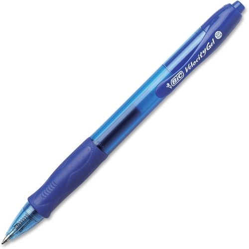 BIC Velocity Gel Retractable Pen -0.7 mm -Blue Ink -Translucent - 12/PK