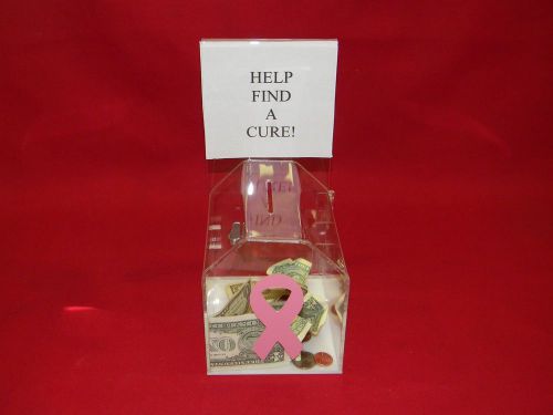 1 - BREAST CANCER FUNDRAISING DONATION BOX WITH 2 KEYS