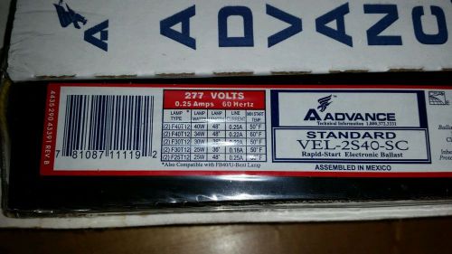 Advance vel-2s40-sc 277 volts 0.25 amps 60hertz