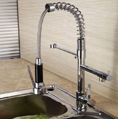NEW Pull Out Chrome Finish Kitchen Sink Faucet Single Handle Centerset Mixer Tap