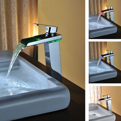 Yanksmart solid brass waterfall basin mixer hot &amp; cold bathroom led tap for sale