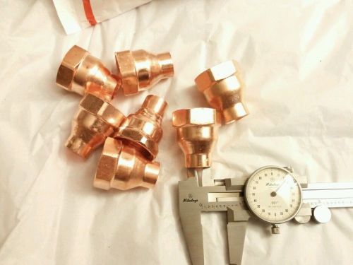 Seven (7) lot 3/4&#034; x 1/2&#034; wrot copper reducer coupling female. for sale