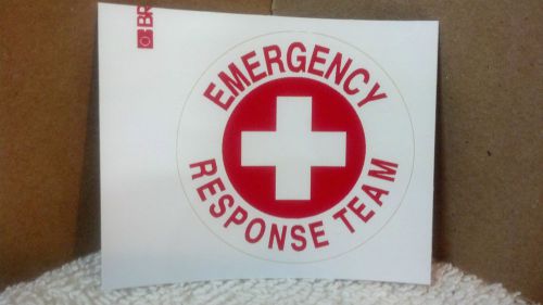 Hard hat sticker, emergency responce team, 2&#034;, red &amp; white for sale