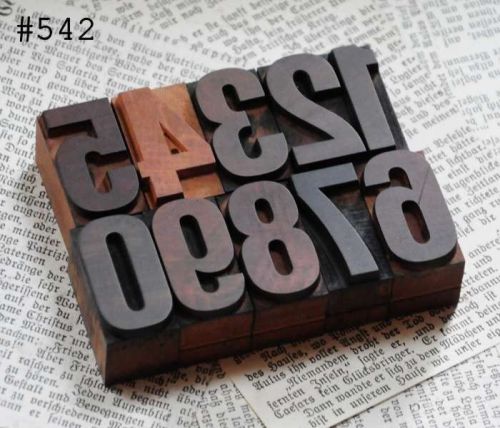 0-9 letterpress wood printing blocks type woodtype old numbers number vintage