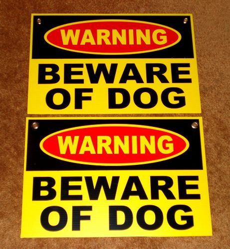 (2) BEWARE OF DOG Coroplast SIGNS 12x18 w/Grommets NEW-- Security