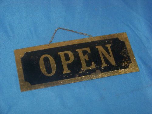 Open sign brass vintage original open store or office brass black sign for sale