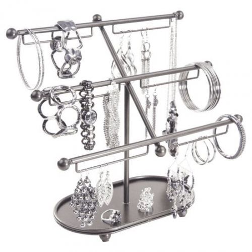 Earring holder tree stand jewelry organizer bracelet storage rack metal bronze for sale