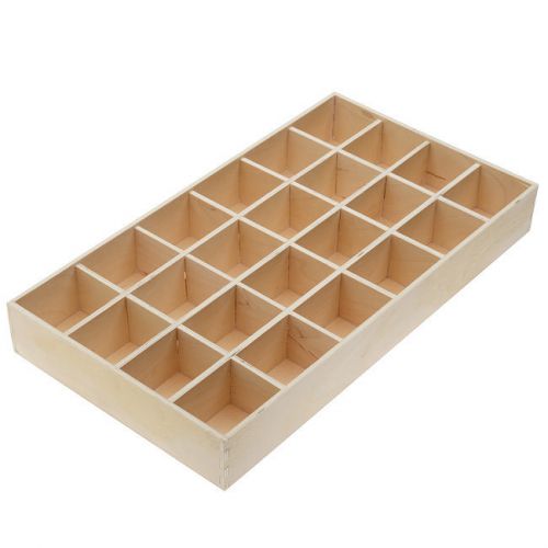 Wooden Display Tray, 24 Compartments 14.75 x 8.25 x 2 Inches, 1 Piece
