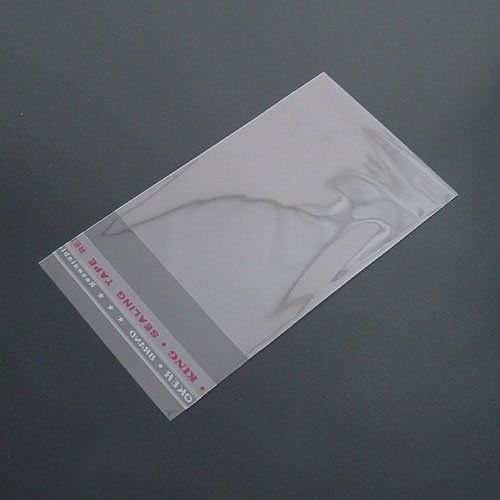 Bag, plastic, clear, 15x9mm with adhesive strip.Sold per pkg of 300. JD009