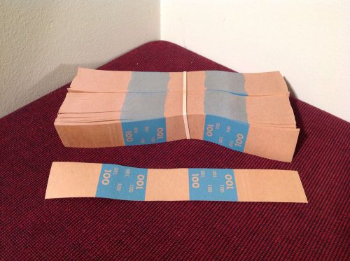 500 SELF SEALING BLUE $100 CURRENCY STRAPS BANDS MONEY WRAP