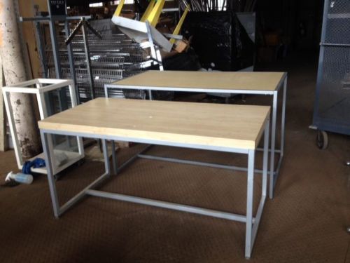 Display tables used upscale store fixtures industrial butcher block &amp; steel for sale