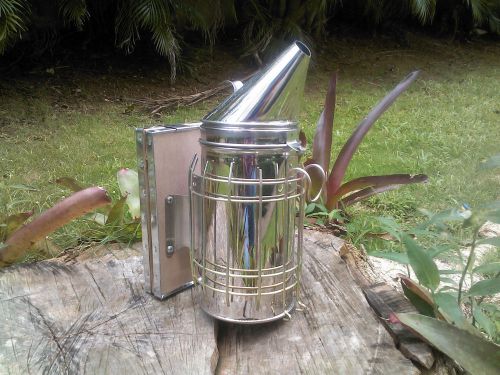 Stainless steel bee smoker with heat shield beekeeping tool equipment for sale