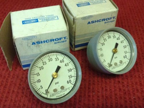 Ashcroft - Pressure Gauge, Type #48-25-238, Range 0-60 PSI - Two (2) - NEW