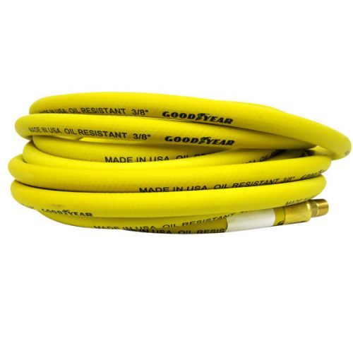 3/8&#034; inch x 100&#039; ft. x 1/4&#034; Air Hose Brass Fitting Rubber Safety Yellow Goodyear