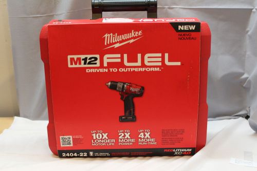 Milwaukee 2404-22 M12 Fuel 1/2&#034; Cordless Hammer Drill/Driver Kit- New!