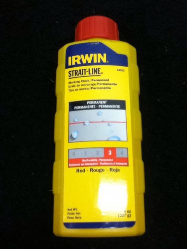 New Irwin Strait-Line Permanent Marking Chalk RED 8 Oz Bottle #64902