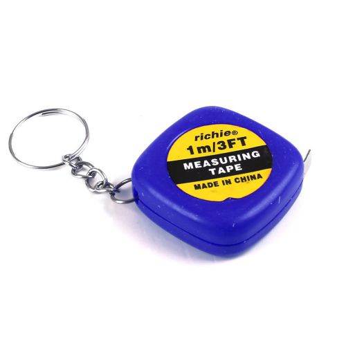 1M 3 Feet 39 Inches Blue Plastic Case Key Chain Measuring Tape