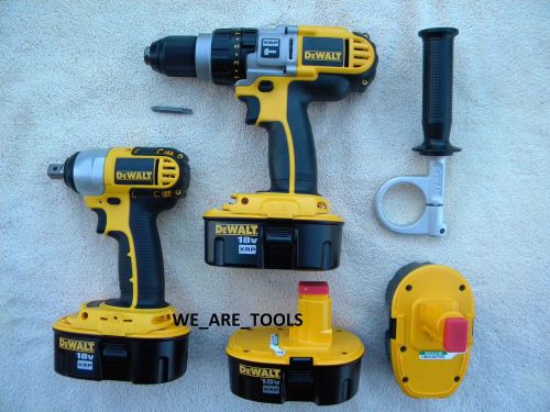 Dewalt dcd970 18v hammer drill,dc820 1/2&#034; impact wrench,4 dc9096 battery 18 volt for sale