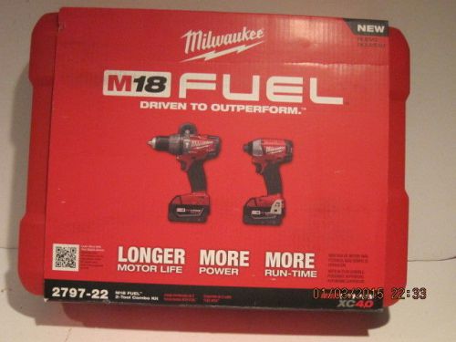 Milwaukee 2797-22 m18 fuel 2-tool combo kit hammer drill&amp;impct drivr f/ship nisb for sale