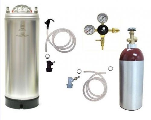 Beer mix keg kit -new 5 gallon ball lock keg 22cuft nitrogen tank &amp; regulator for sale