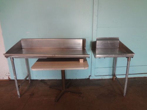 LOT OF (2) H-DUTY COMMERCIAL S.S. RIGHT TO LEFT DRAIN BOARDS DISHWASHER TABLES