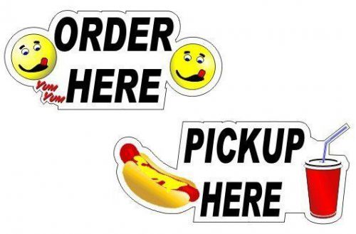 2 fast food pickup order window&#039; decals for carnival food trailer or restaurant for sale