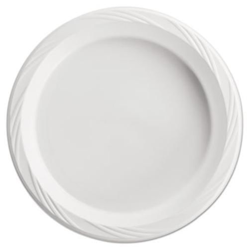Huhtamaki 82210 Plastic Plates, 10 1/4 Inches, White, Round, Lightweight,