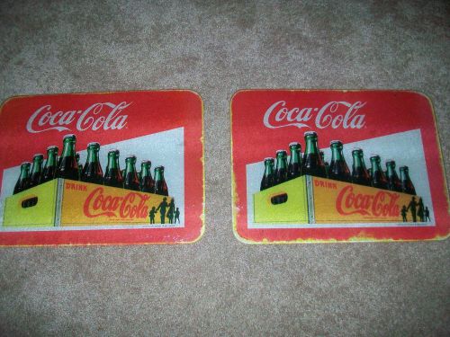 Vintage COKE GLASS PLACEMATS / LOT OF 2 TOTAL / VERY OLD !!!!!