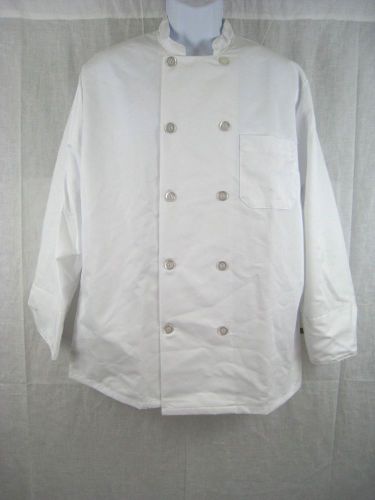 3 CHEF DESIGNSmens L WHITE SHIRT long SLEEVES 1 POCKET double breasted 42R