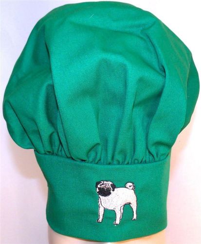 Pug Puppy Dog Show Breed Green Chef Hat Adult Adjustable Kitchen Monogram Custom