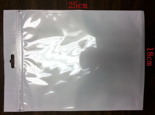 50pcs/Lot ZipLock White Clear Plastic Packaging Retail Hanging Bag 18cmx25cm