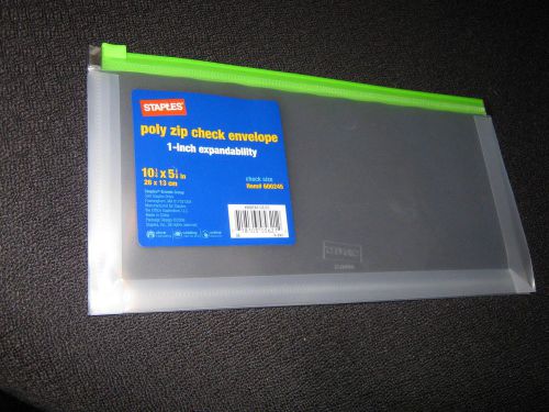 Poly Zip Check Envelope 1-inch expandability-New-Staples-Green