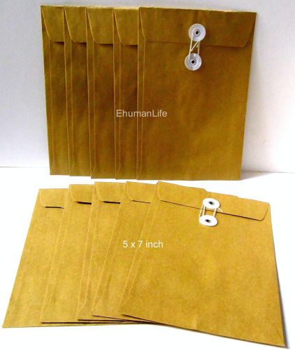 i532 Brown Kraft Paper wi String-Tie Envelopes Mailer Bags 5x7&#034; x 10pcs or 20pcs