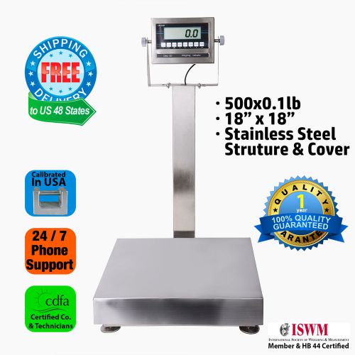 New 500lb/0.1lb 304 Stainless Steel Bench Scale| Food Scale w/ Stainles Platter