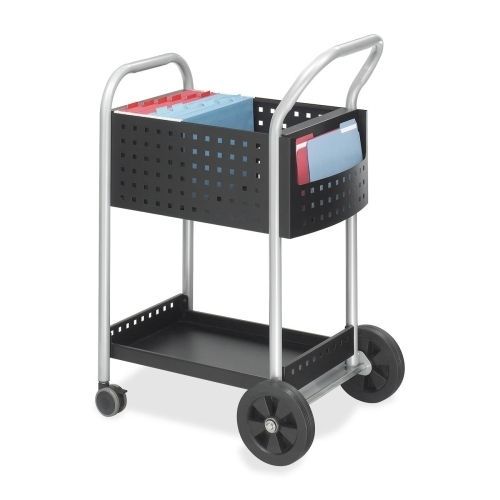 Safco 5238BL Mail Cart w/ Side Pocket 22-1/2inx27-1/2inx40-3/4in Steel/Black