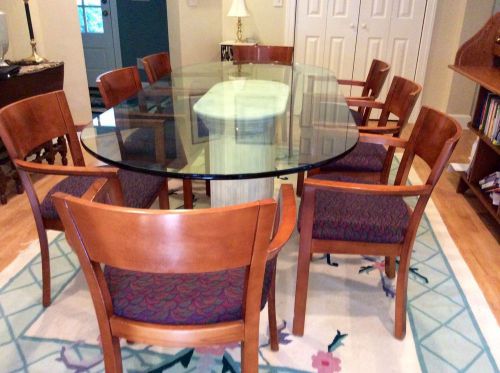 Custom Oval Glass Conference Table + Chairs