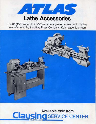 Atlas Lathe Accessories Catalog 6&#034; and 12&#034; Lathes