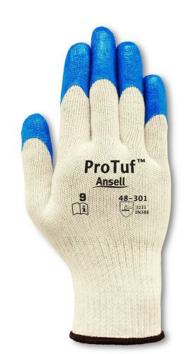 12 pair ansell protuf 48-301 nitrile glove dipped size 9 large on cotton liner for sale