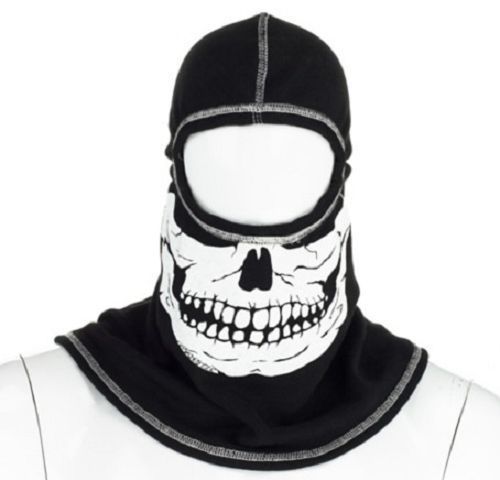 NFPA PAC F20 Black Ultra C6 Hood with White Fire Ink Skull and White Threading