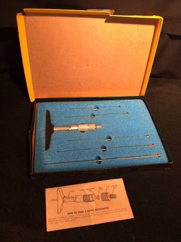 Vintage MG Tools 0-6&#034; Depth Micrometer #1746 .0001 Grads 4&#034; Base