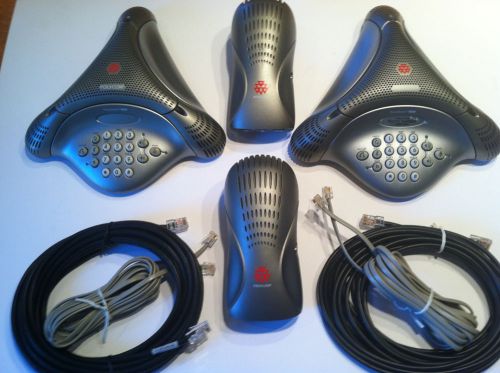 Lot of 2 Polycom VoiceStation 100 with cords and Wall Module, tested, warranty