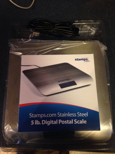 BRAND NEW STAMPS.COM STAINLESS STEEL 5LB DIGITAL LCD POSTAL SCALE W/ USB SDC 550
