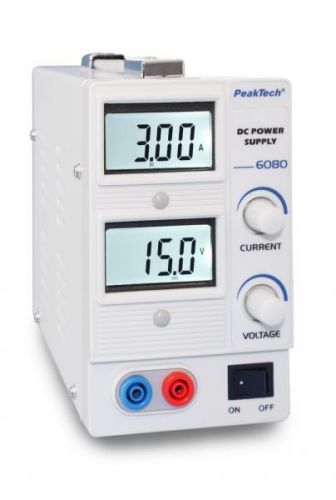 Peaktech P 6080 Digital Laboratory Power Supply, 0 - 15 V/0 - 3 A DC