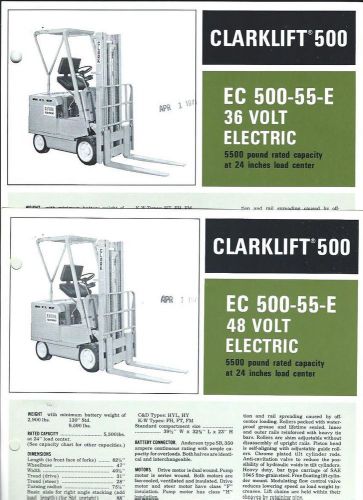 Fork Lift Truck Brochure - Clark - EC500-55-E ECSV-50-E - c1971 4 items (LT162)