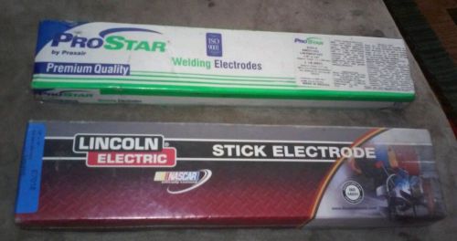 2 boxes welding rods prostar welding electrodes &amp; lincoln electric 5lb boxes for sale