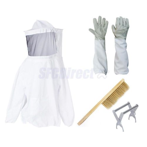 Beekeeping Equipment Jacket Veil Smock Suit, Hive Frame Holder, Bee Brush Gloves