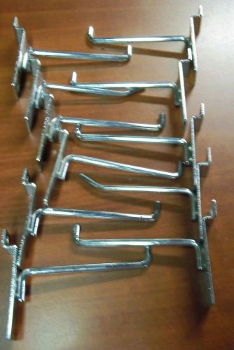 Lot of 11 4&#034; Peg Hook Slatwall Gridwal Chrome Commercial Retail Display Quality