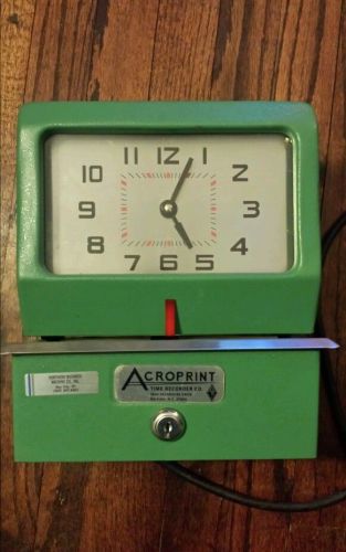 Acroprint 125rr4 time clock recorder 100 free time cards no key works 125 rr4 for sale